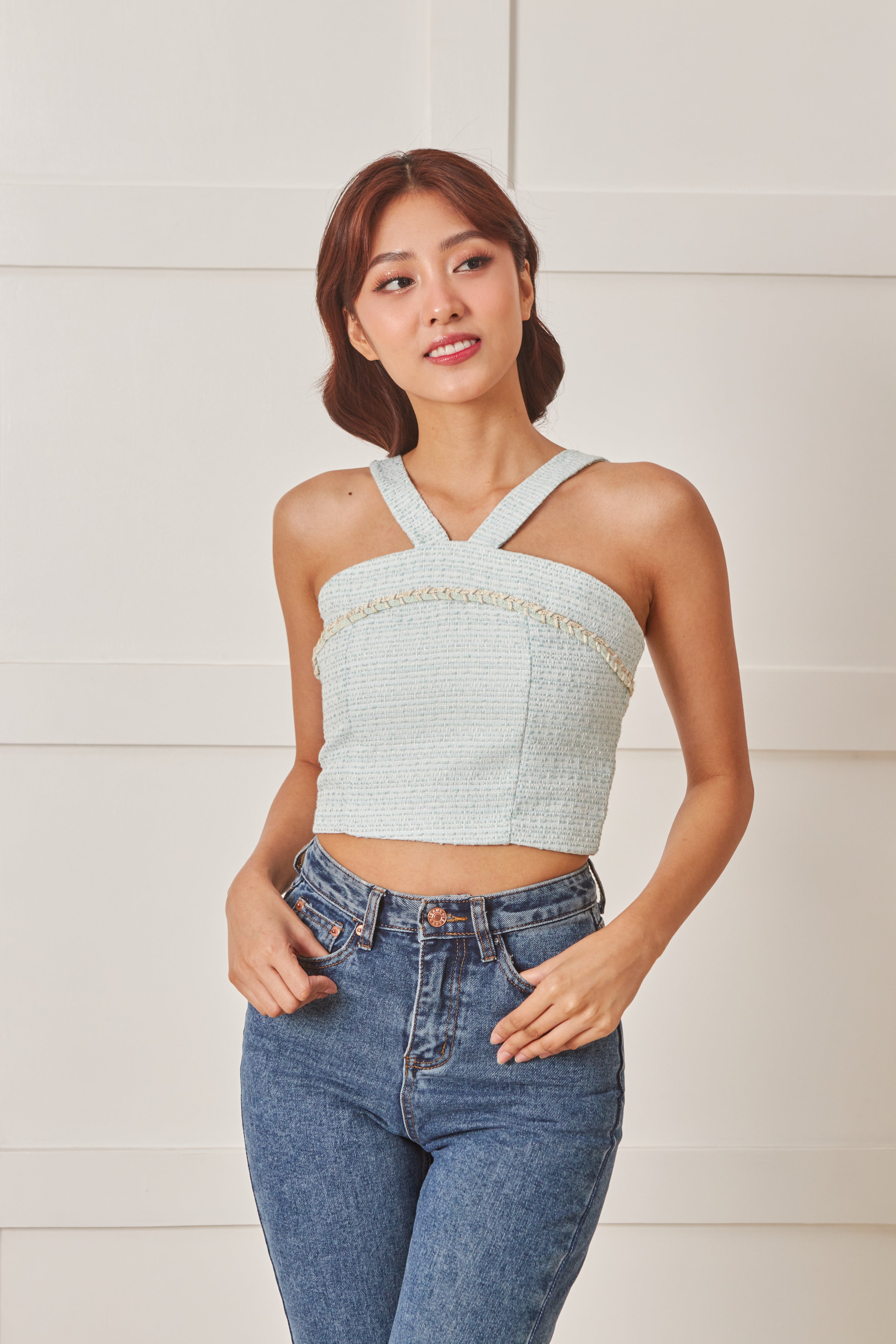 Rita Halter Tweed Crop Top