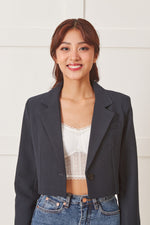 Load image into Gallery viewer, Astoria Crop Blazer Top in Black
