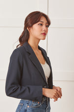 Load image into Gallery viewer, Astoria Crop Blazer Top in Black
