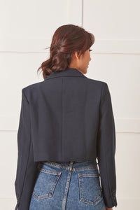 Astoria Crop Blazer Top in Black