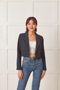 Astoria Crop Blazer Top in Black