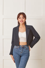 Load image into Gallery viewer, Astoria Crop Blazer Top in Black
