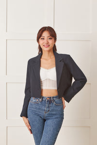 Astoria Crop Blazer Top in Black