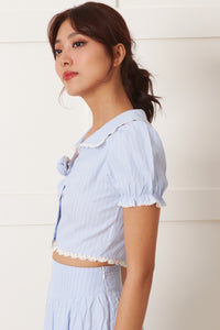 Milana Stripes Buttondown Crop Top