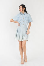 Load image into Gallery viewer, Ysa Pleated Denim Skirt
