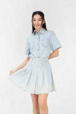 Load image into Gallery viewer, Ysa Pleated Denim Skirt
