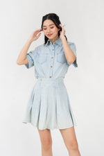 Load image into Gallery viewer, Ysa Pleated Denim Skirt
