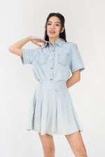 Load image into Gallery viewer, Ysa Pleated Denim Skirt
