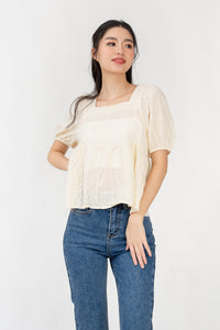 Carla Broderie Peplum Top