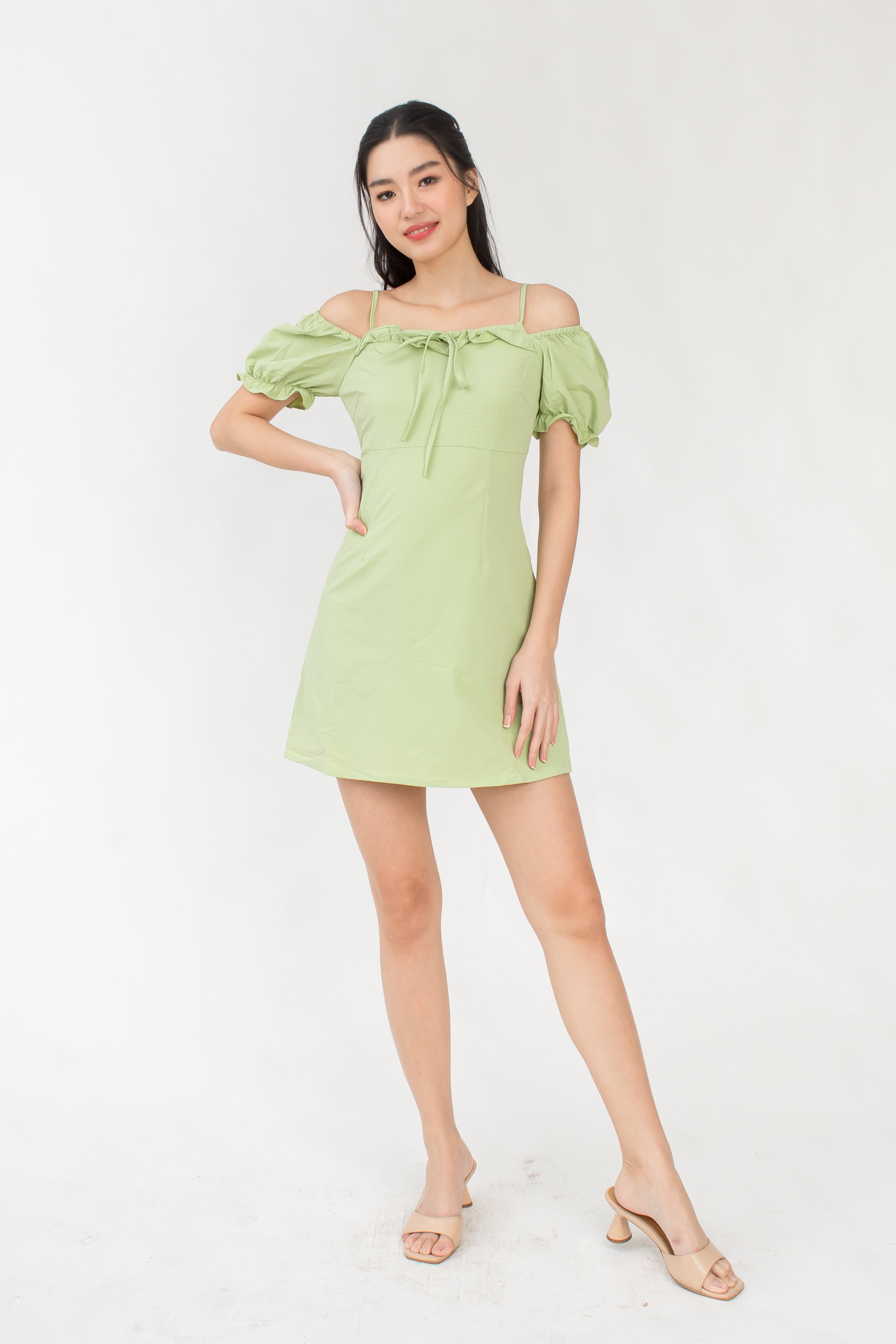 Green off the shoulder mini clearance dress