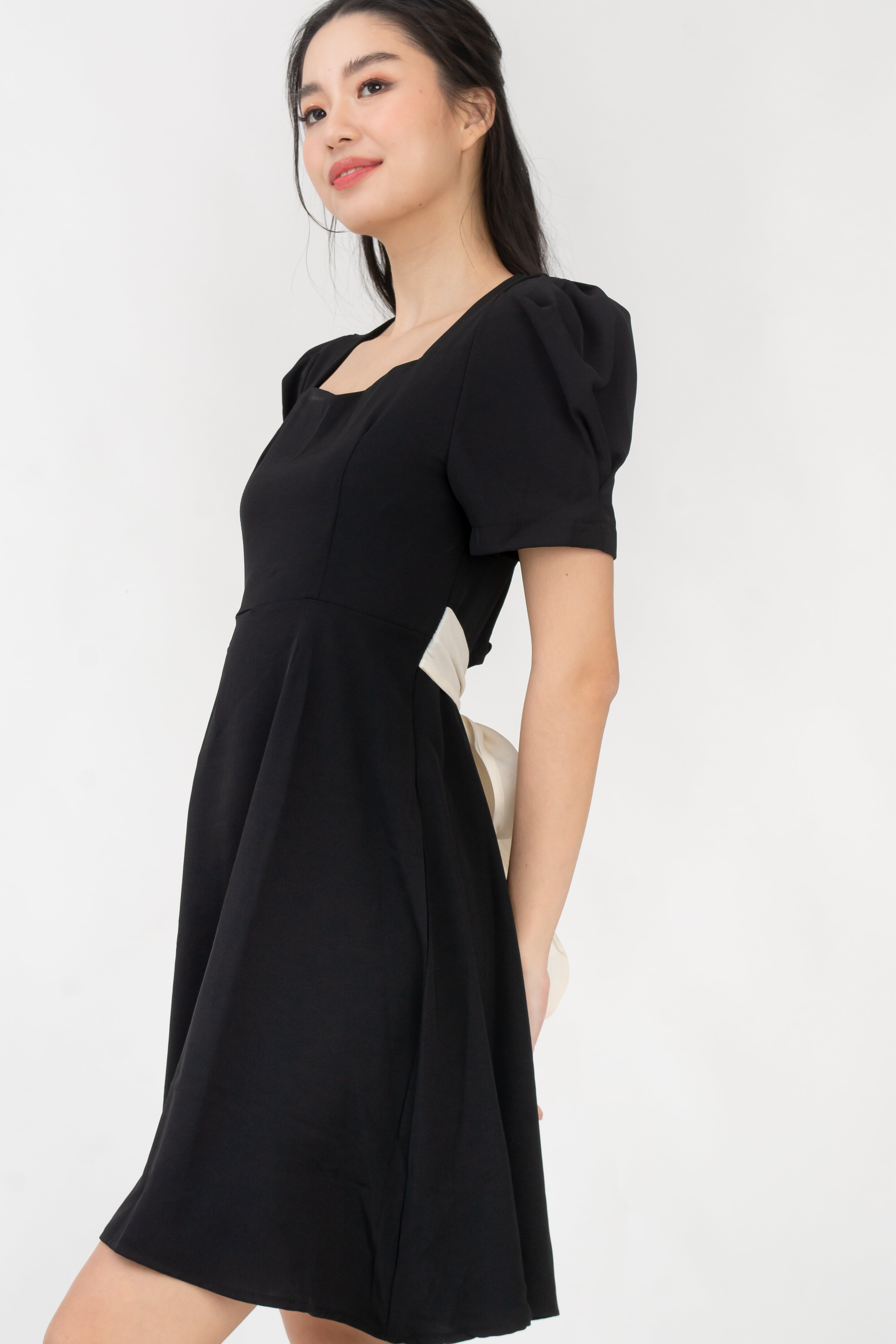 Rina Self Tie Back Ribbon Midi Dress