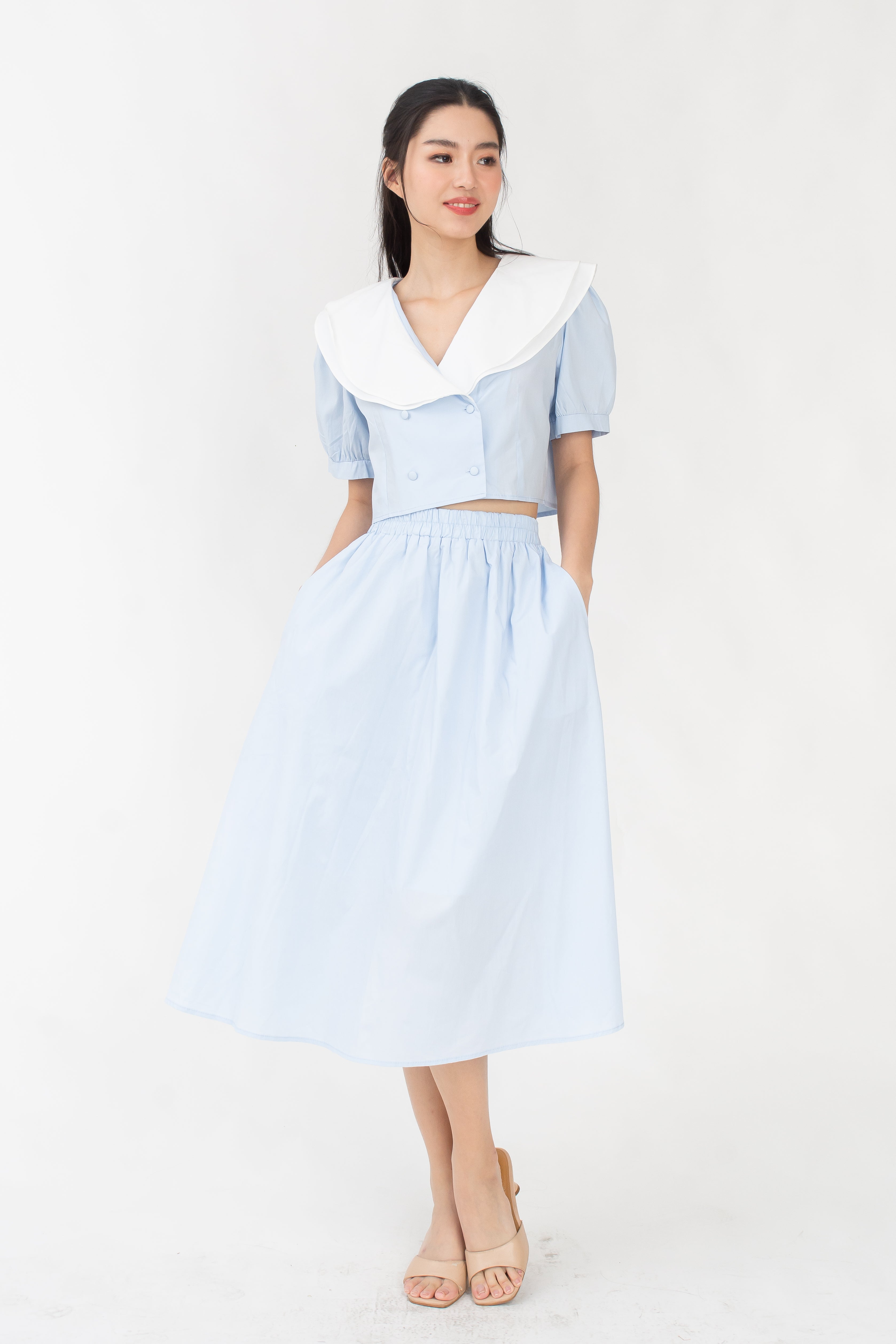 Renee Elastic Waist Midi Skirt