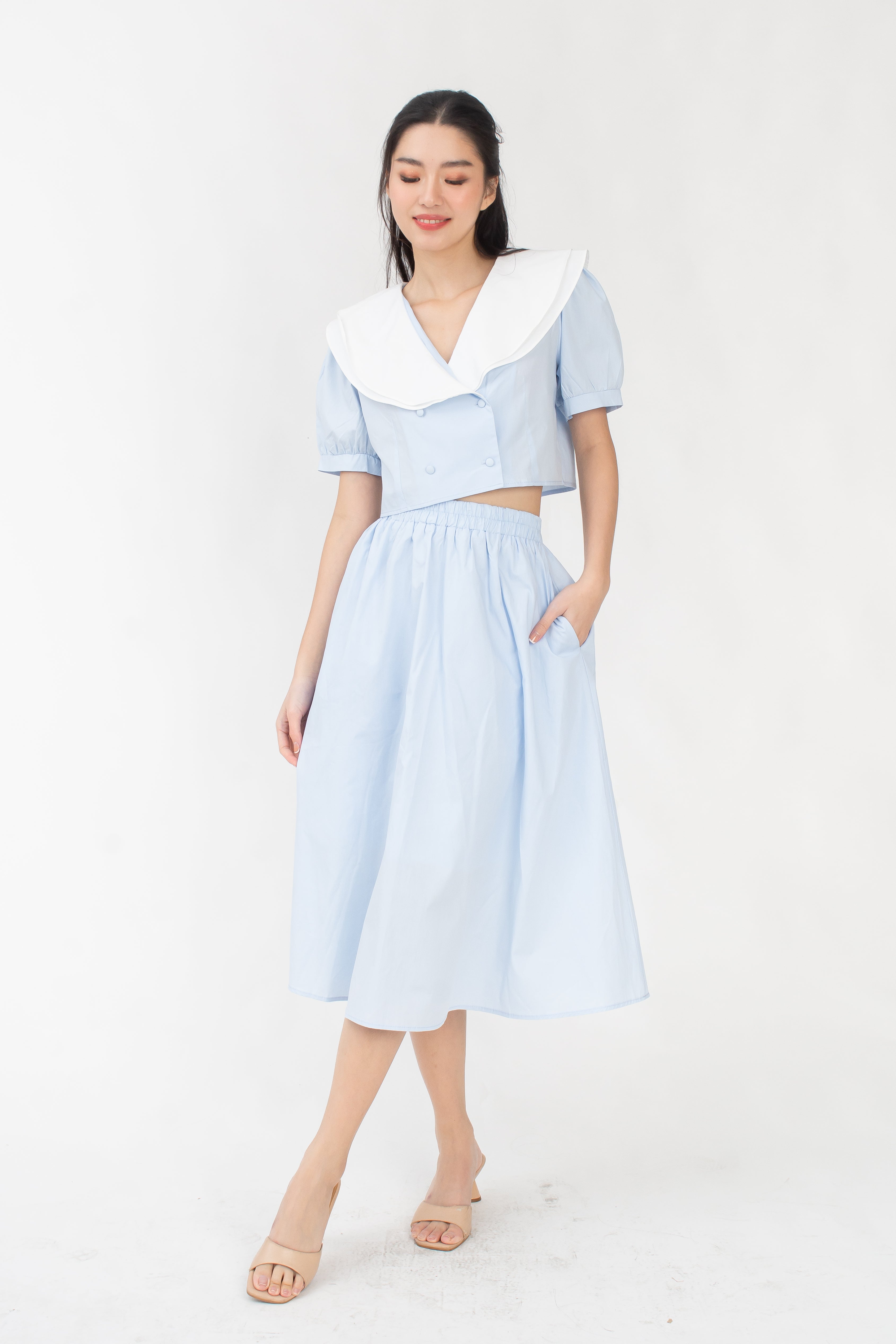 Renee Elastic Waist Midi Skirt