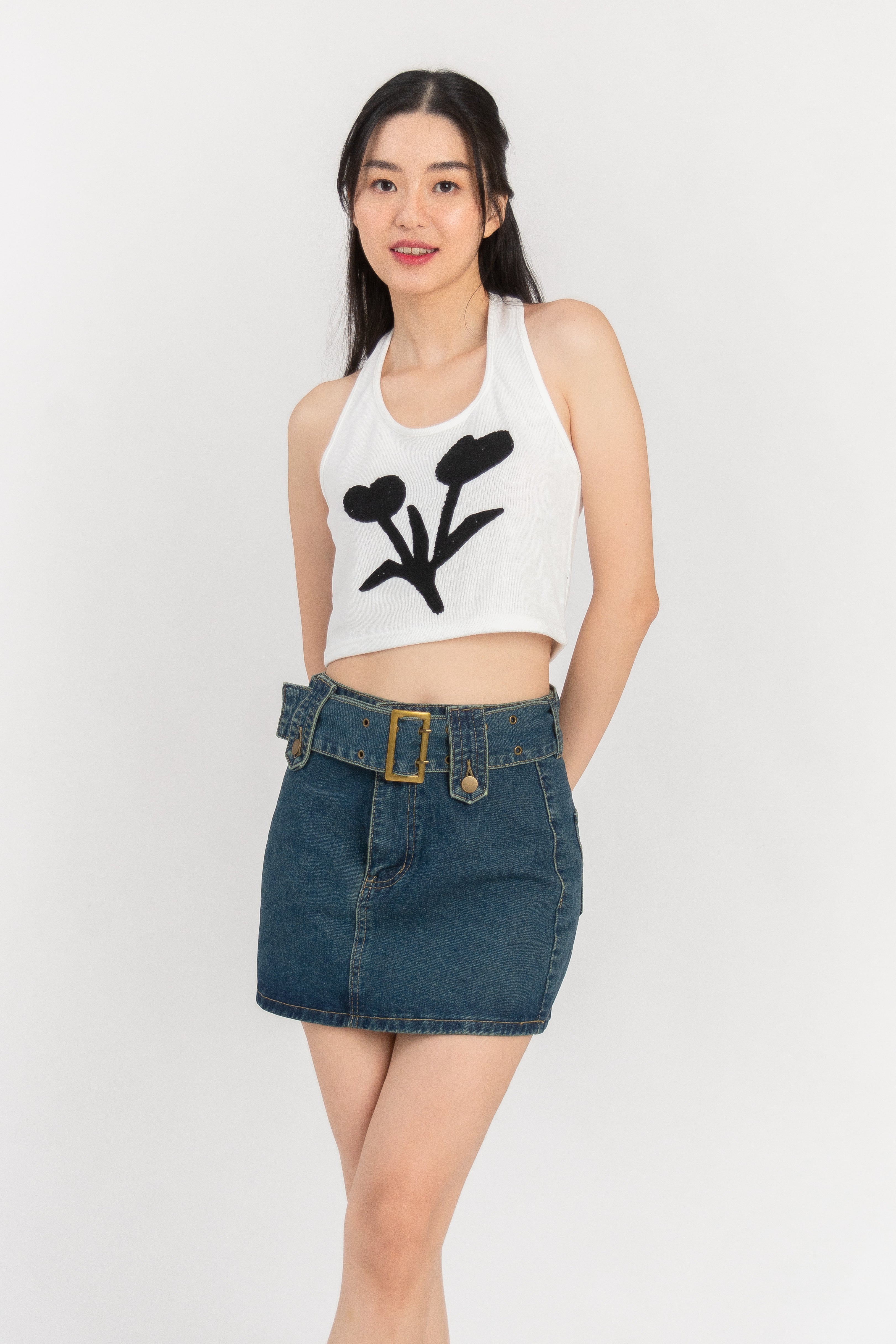 Tegan Halter Neck Crop Top in White