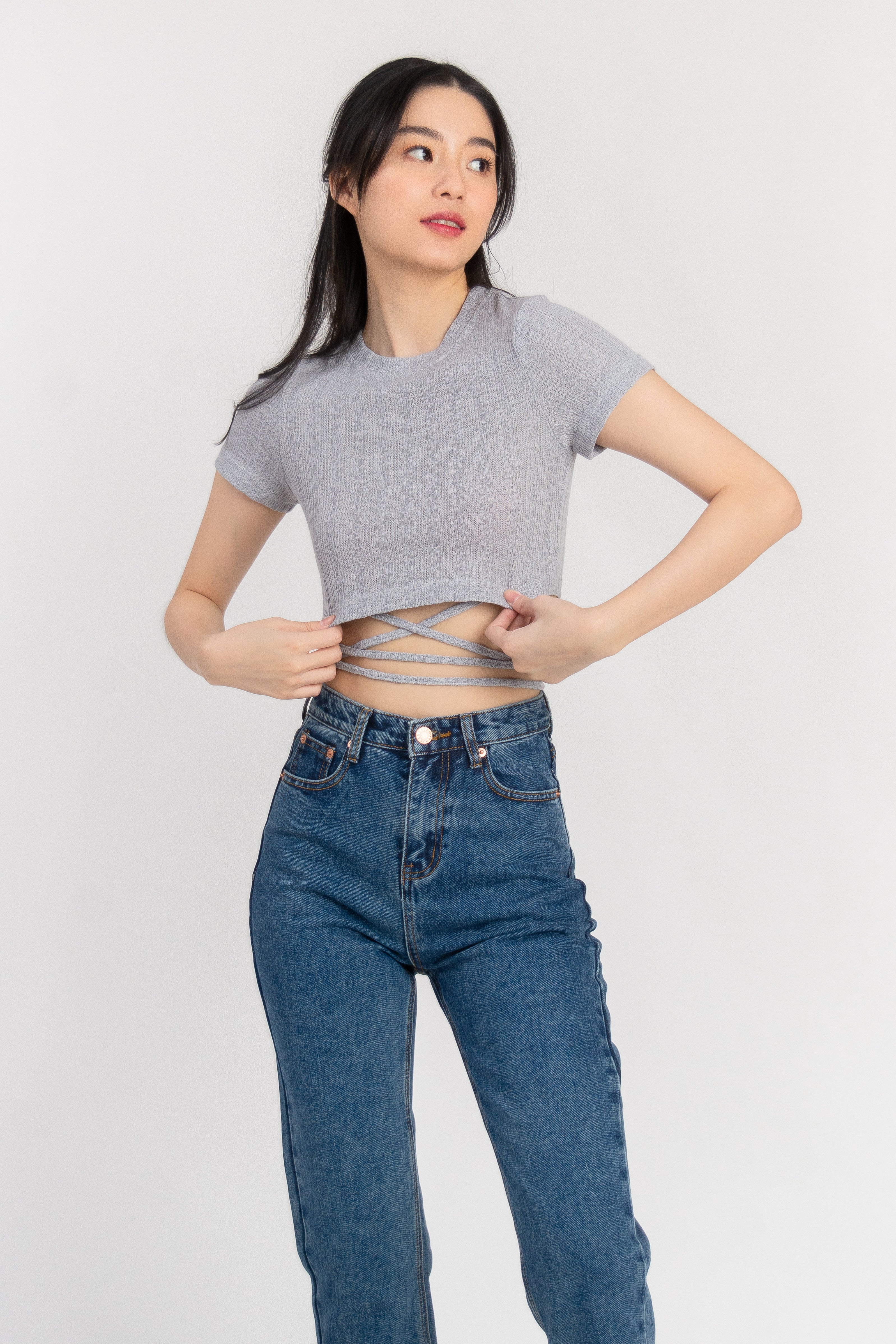 Molie Self Tie Ribbon Crop Top