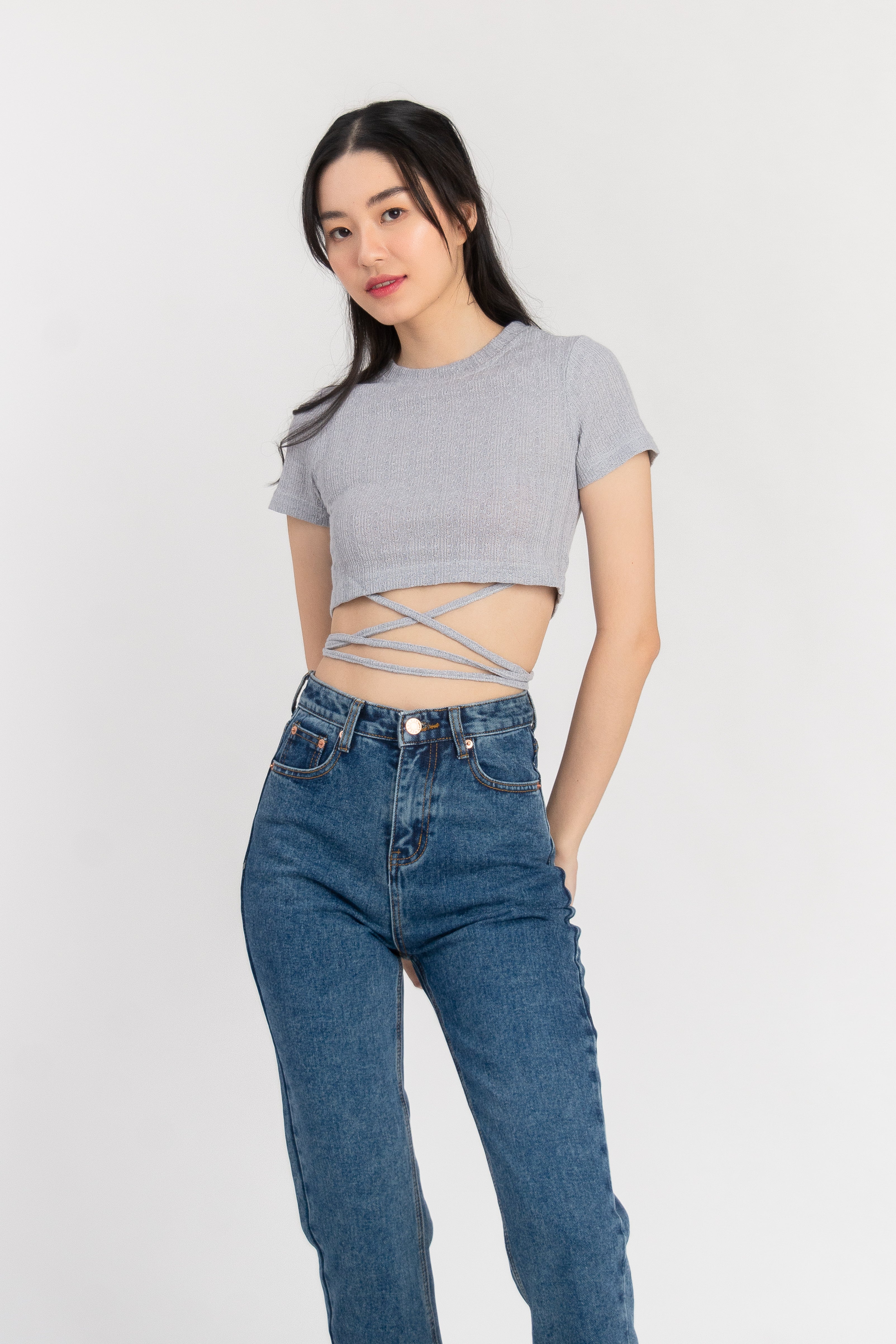 Molie Self Tie Ribbon Crop Top