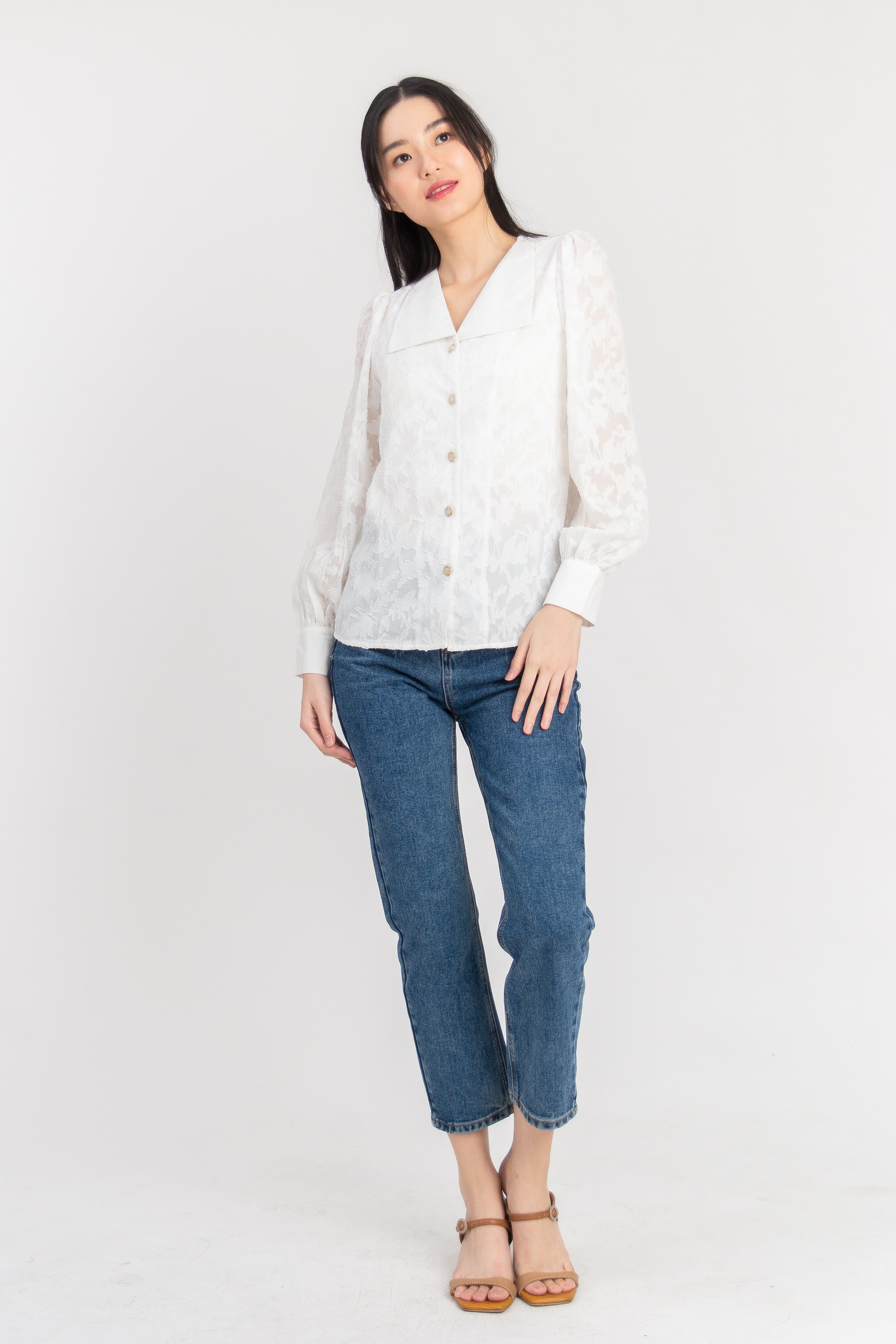 Alessa Broderie Button Down Top