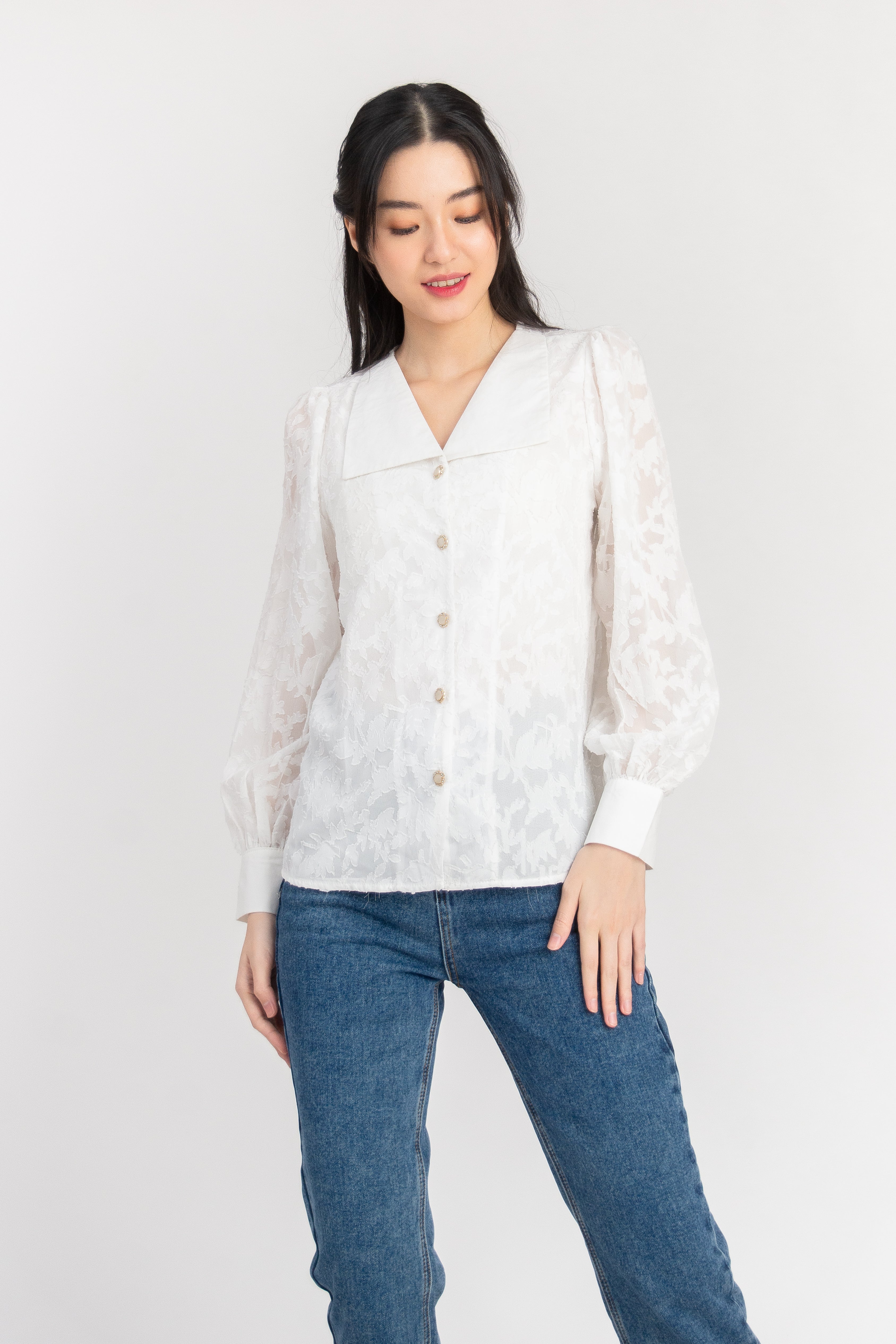 Alessa Broderie Button Down Top