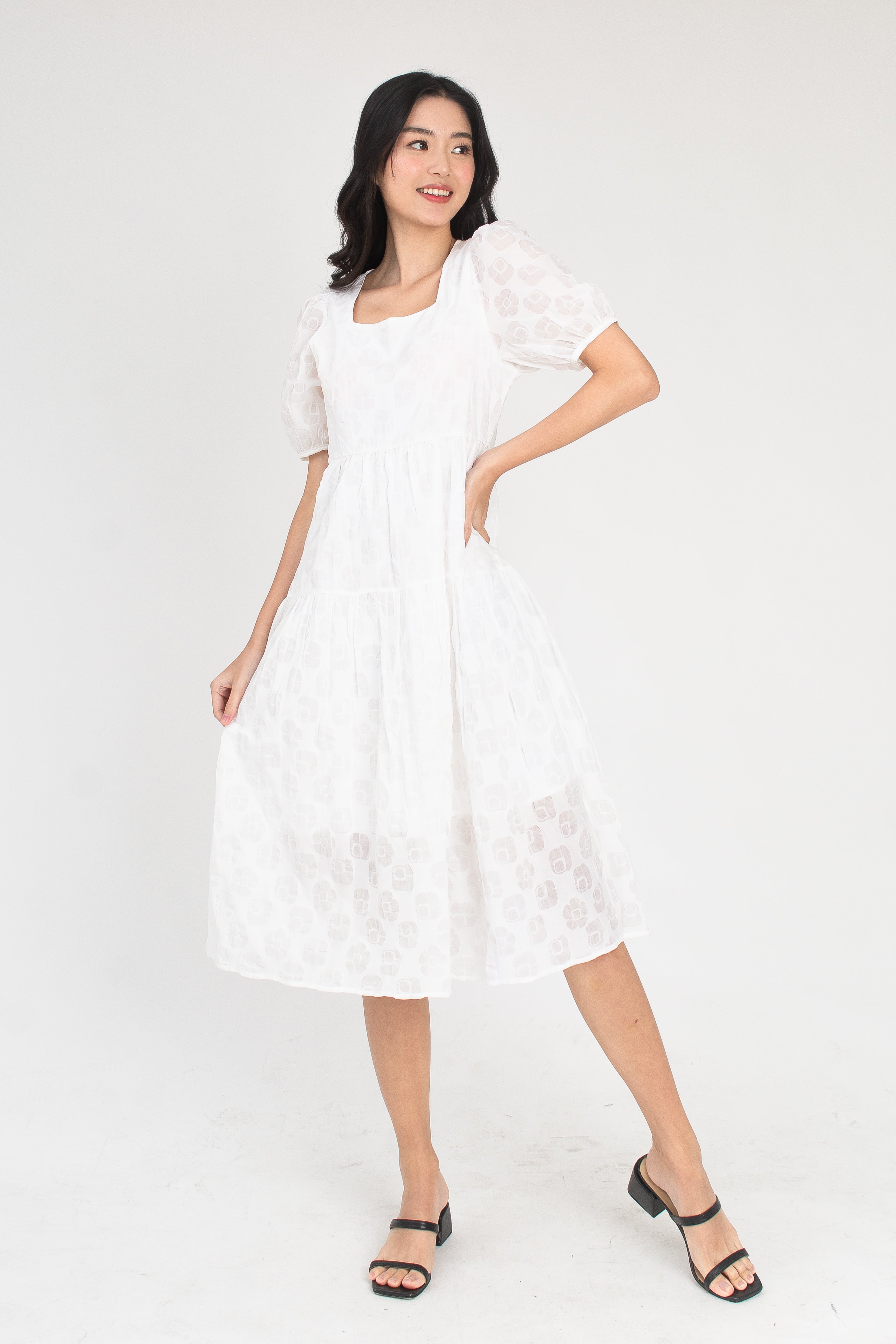 Vanessa Floral Broderie Midi Dress