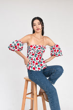 Load image into Gallery viewer, Tanisha Floral All Over Peplum Top
