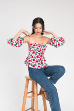 Load image into Gallery viewer, Tanisha Floral All Over Peplum Top
