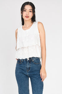 Nyra Floral Broderie Frill Top