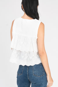 Nyra Floral Broderie Frill Top