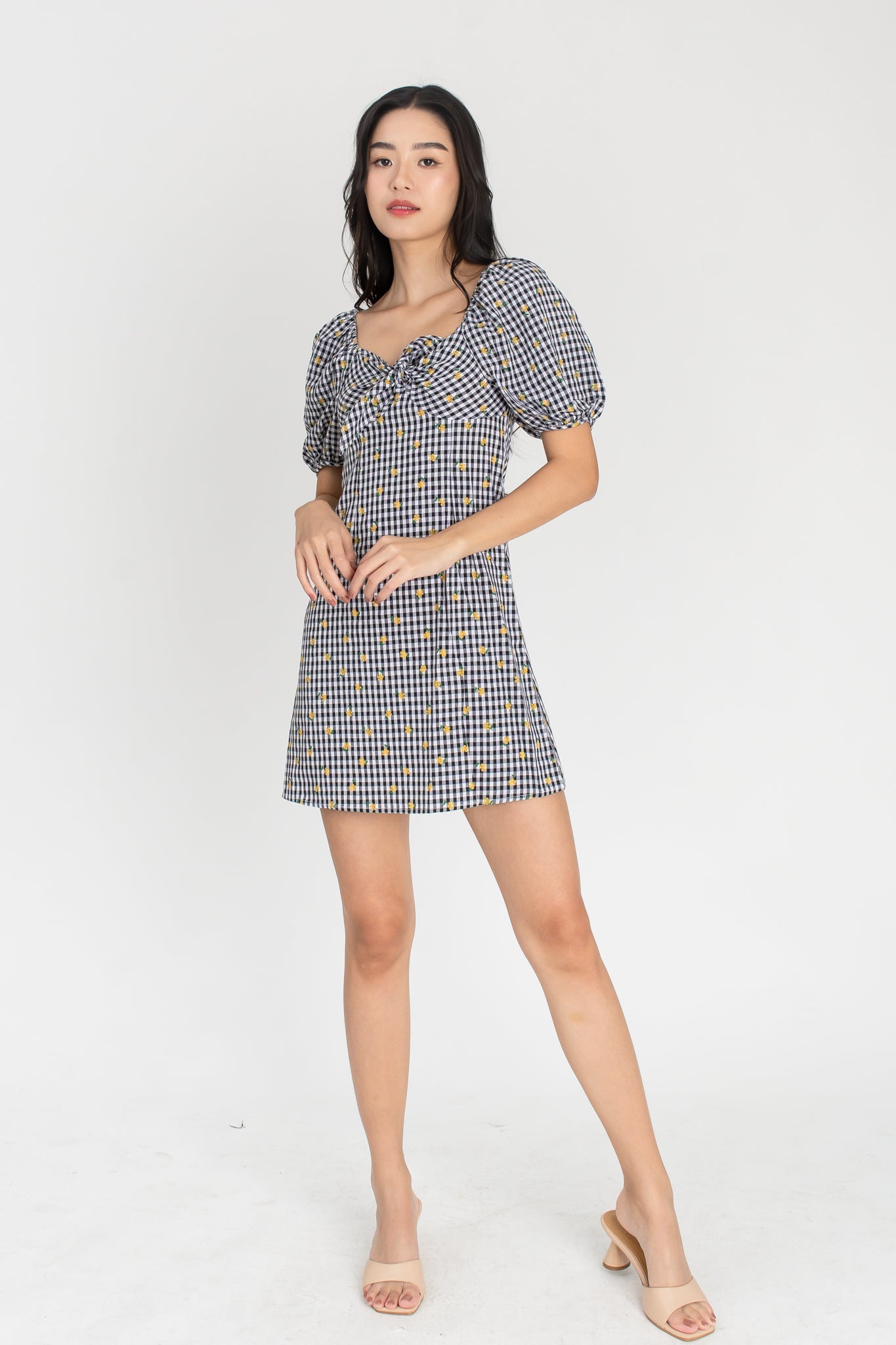 Shirlene Gingham Floral All Over Dress