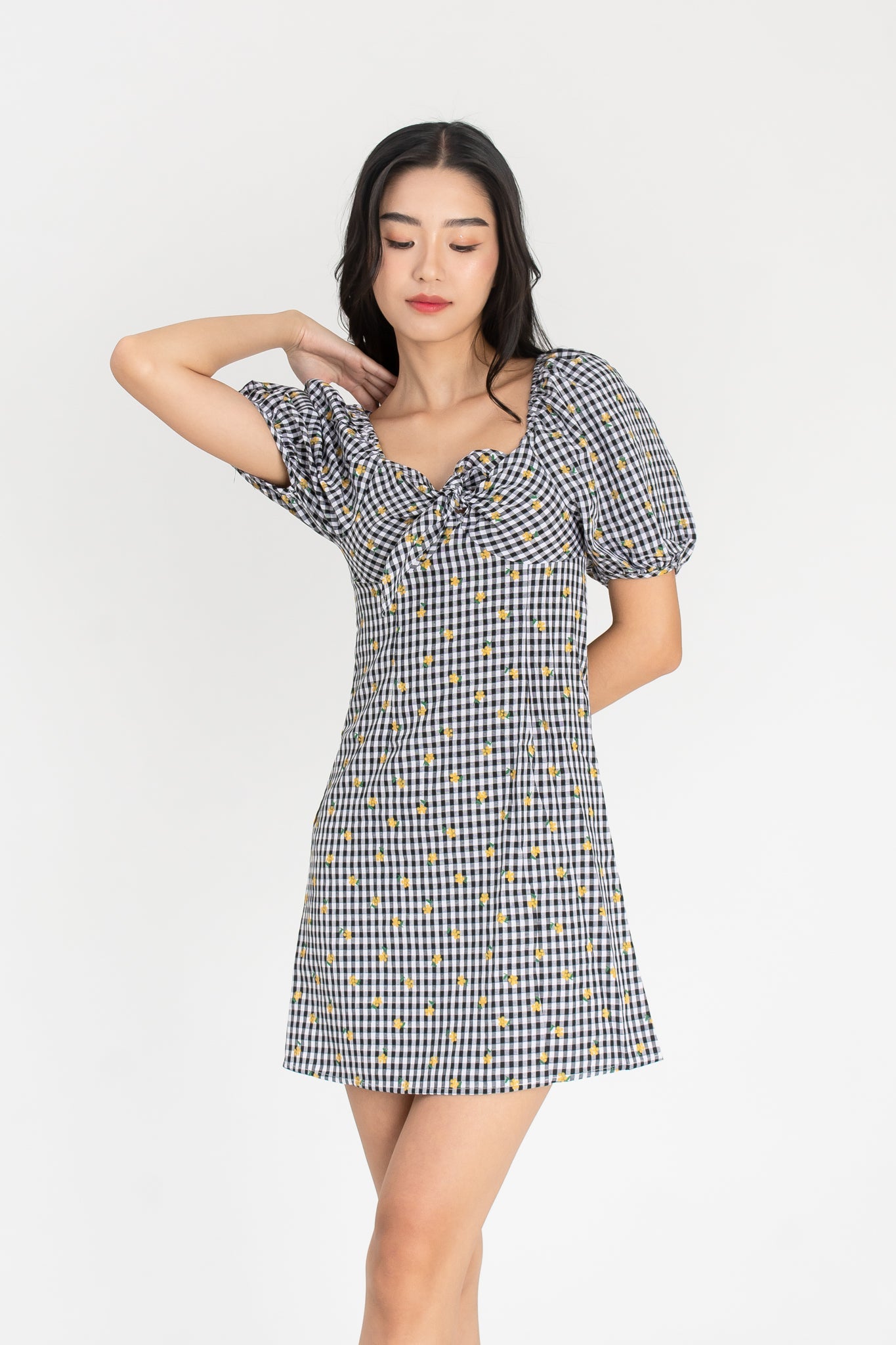 Shirlene Gingham Floral All Over Dress