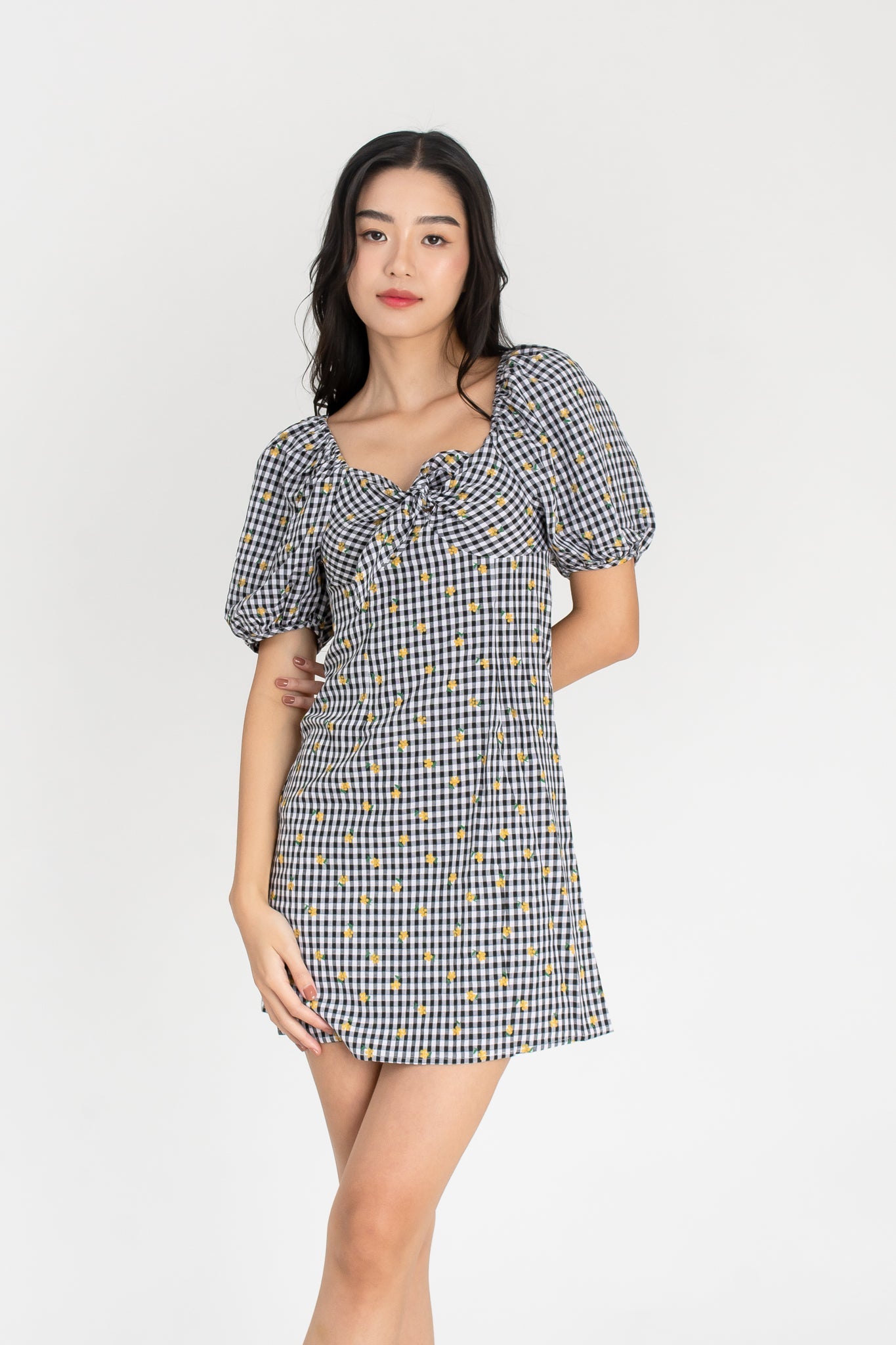 Shirlene Gingham Floral All Over Dress