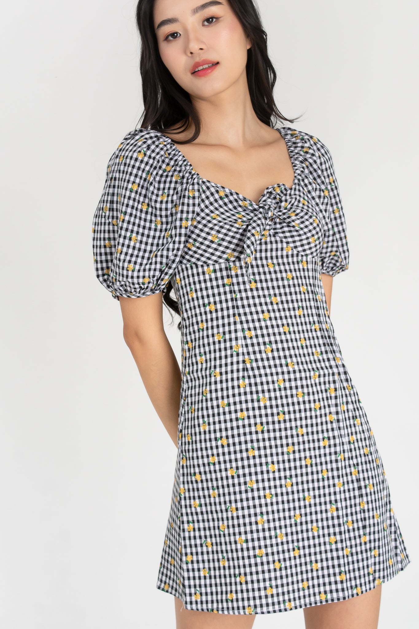 Shirlene Gingham Floral All Over Dress