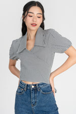 Load image into Gallery viewer, Triana Gingham Self Tie Ribbon Top
