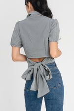 Load image into Gallery viewer, Triana Gingham Self Tie Ribbon Top
