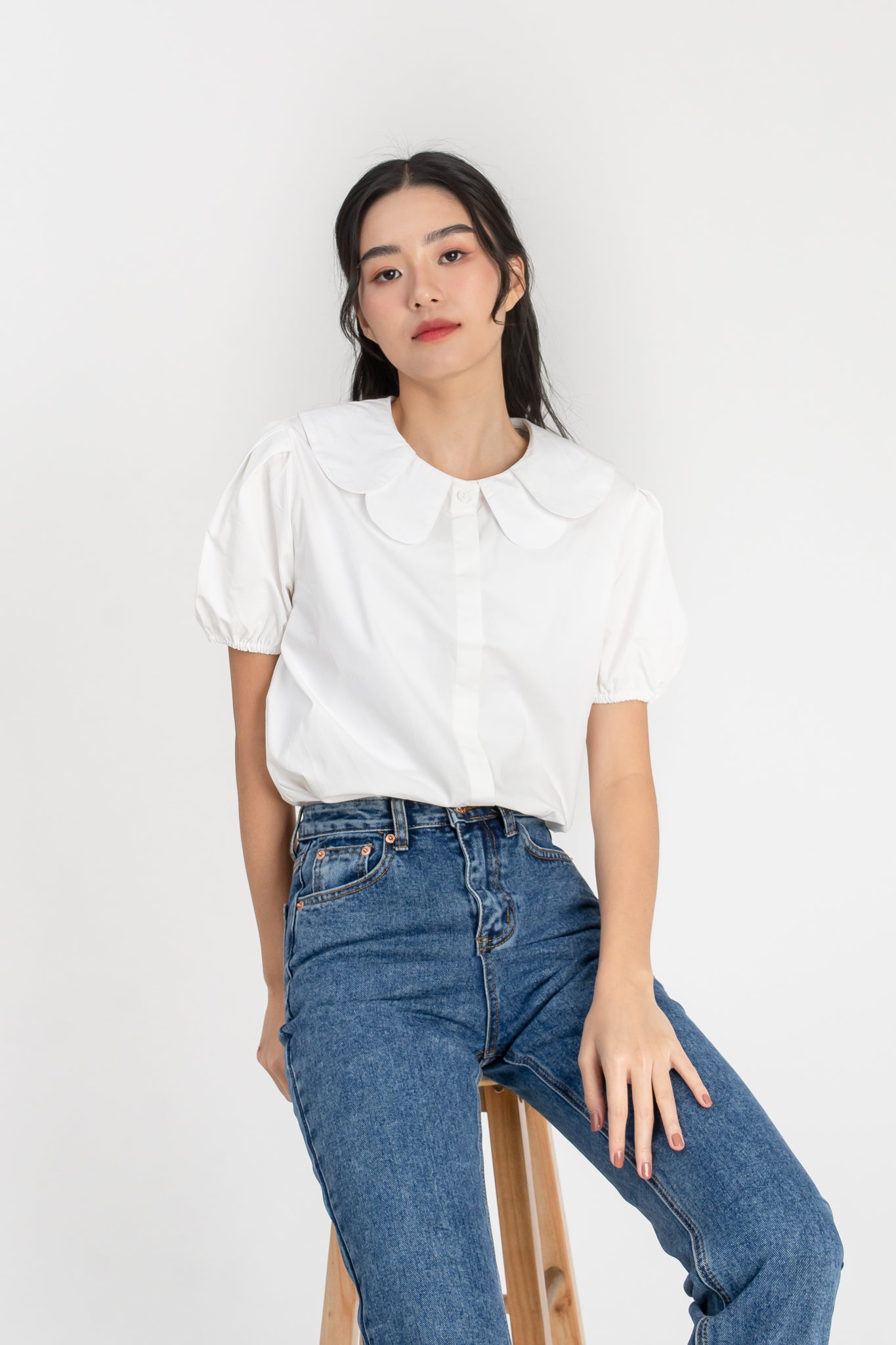 Aliah Floral Collar Button Down Top