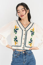 Load image into Gallery viewer, Lovie Floral Broderie Top in Orange
