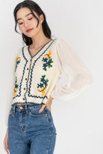 Load image into Gallery viewer, Lovie Floral Broderie Top in Orange
