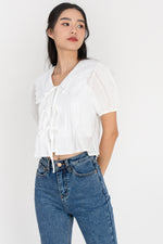 Load image into Gallery viewer, Ariyah Oversized Collar Self Tie Ribbon Top
