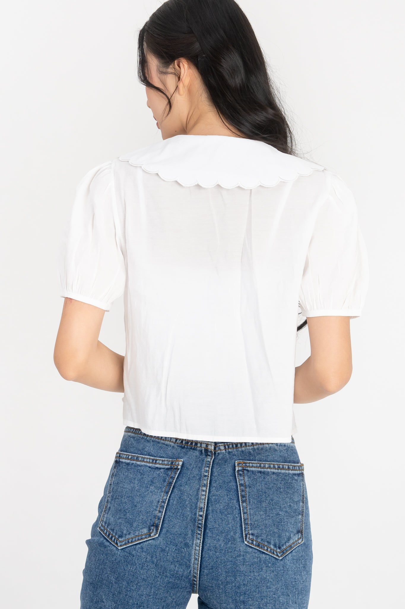 Ariyah Oversized Collar Self Tie Ribbon Top