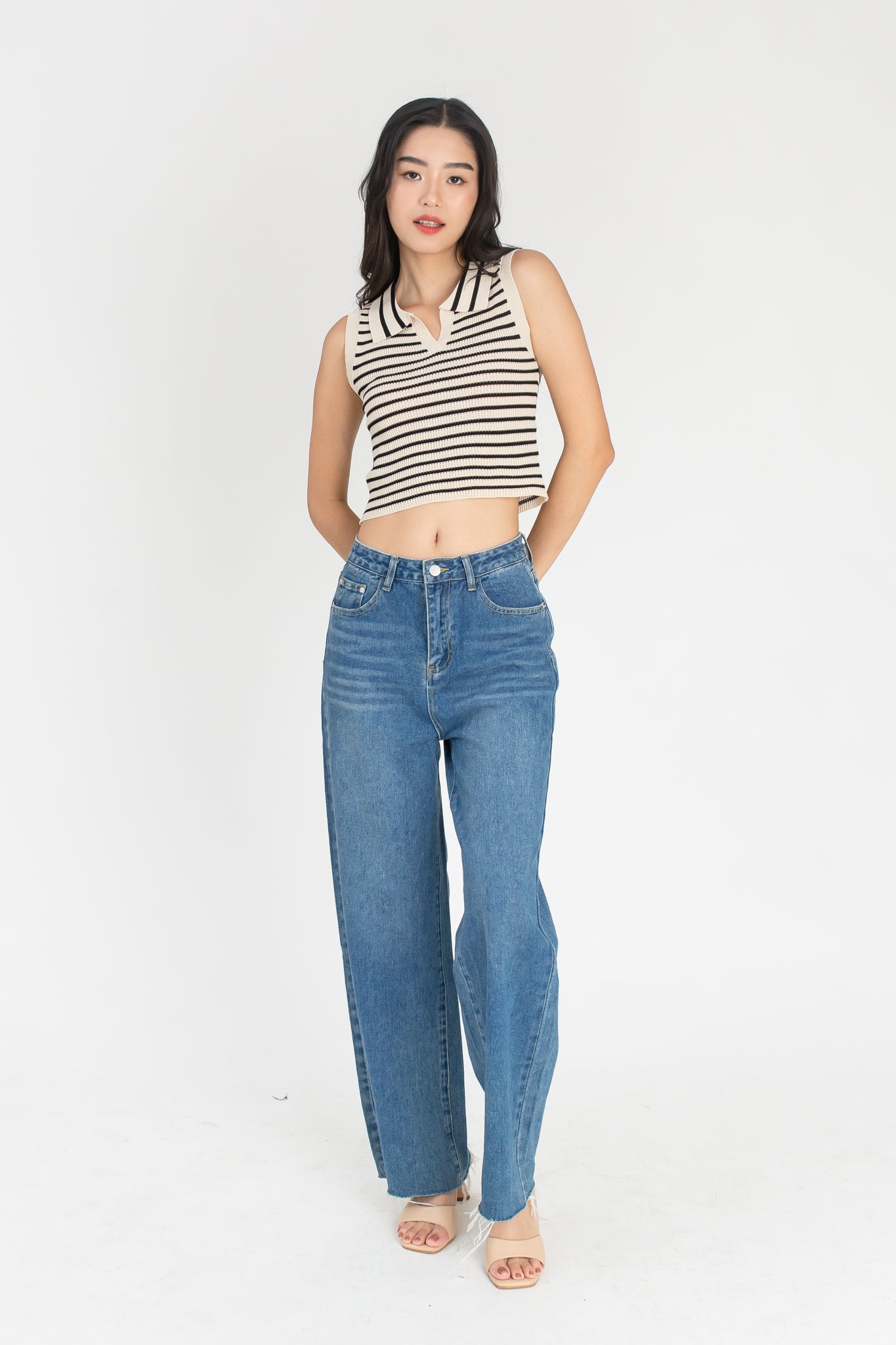 Zania Wide Leg Blue Denim Jeans