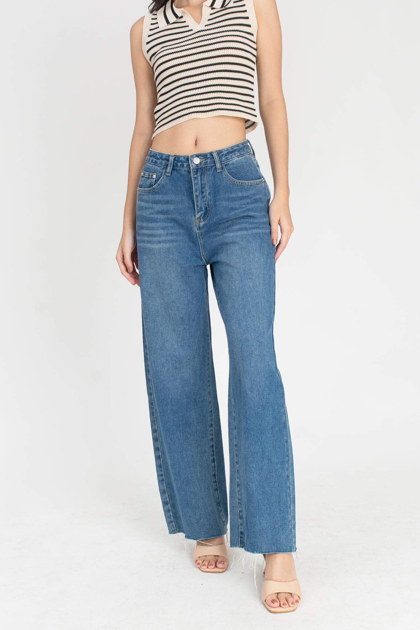 Zania Wide Leg Blue Denim Jeans