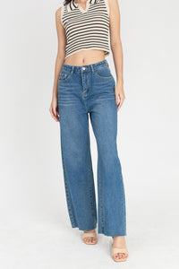 Zania Wide Leg Blue Denim Jeans