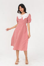 Load image into Gallery viewer, Kieryn Gingham Puffed Sleevesd Midi Dress
