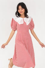 Load image into Gallery viewer, Kieryn Gingham Puffed Sleevesd Midi Dress
