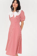 Load image into Gallery viewer, Kieryn Gingham Puffed Sleevesd Midi Dress
