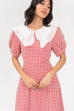 Load image into Gallery viewer, Kieryn Gingham Puffed Sleevesd Midi Dress
