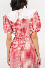 Load image into Gallery viewer, Kieryn Gingham Puffed Sleevesd Midi Dress
