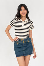 Load image into Gallery viewer, Amara Polo Stripes Top
