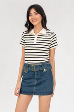 Load image into Gallery viewer, Amara Polo Stripes Top
