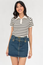 Load image into Gallery viewer, Amara Polo Stripes Top
