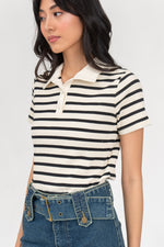 Load image into Gallery viewer, Amara Polo Stripes Top
